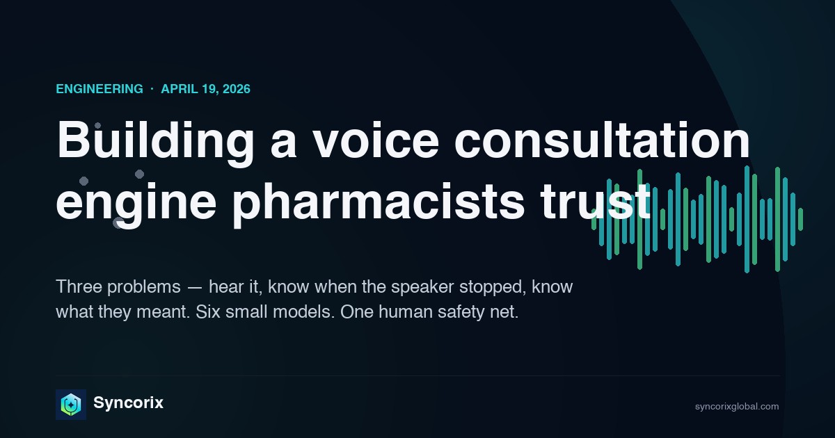 Audio waveform and model pipeline for the PharmaDoyen voice consultation engine